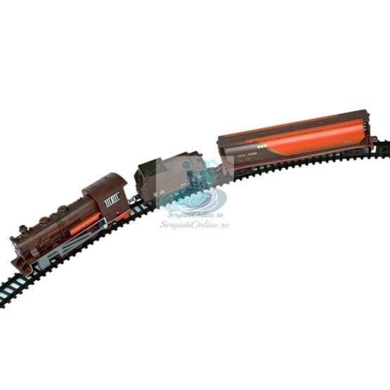 Trenulet electric de marfa cu lumini sunete si 2 vagoane 6 Trenulet electric de marfa cu lumini sunete si 2 vagoane