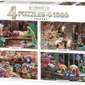King Puzzle 4 buc * 1000 piese Colectia Animale