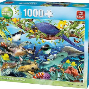 King Puzzle 1000 piese Animale tropicale si păsări minuni ale sălbăticiei - 68*49 cm