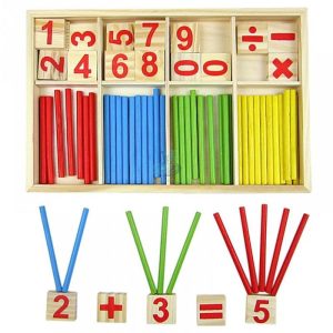 Joc matematic din lemn Montessori - cifre si betisoare