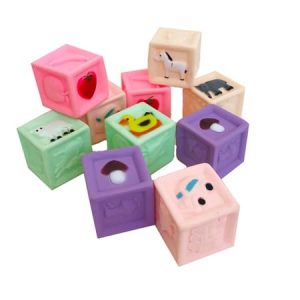 Set 10 cuburi silicon cu imagini colorate pentru copii