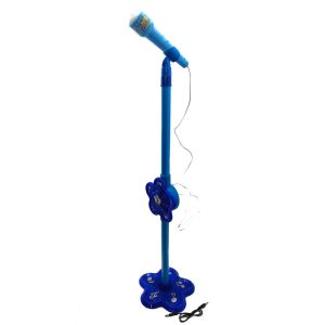 Microfon bleu cu difuzor si lumini, reglabil in inaltime