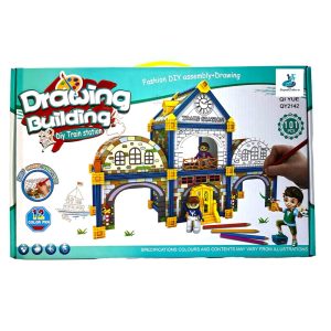 Joc de construit si colorat "Statie de tren" - 33x48x17 cm
