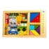 Puzzle tip tetris cu mini tangram si masinute din lemn 28 cm 3 puzzle tetris masinute